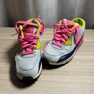 Nike Air Max 90 GS Size 7Y Grey Pink Lime Green 345017-019 Neon Sneakers Y2K